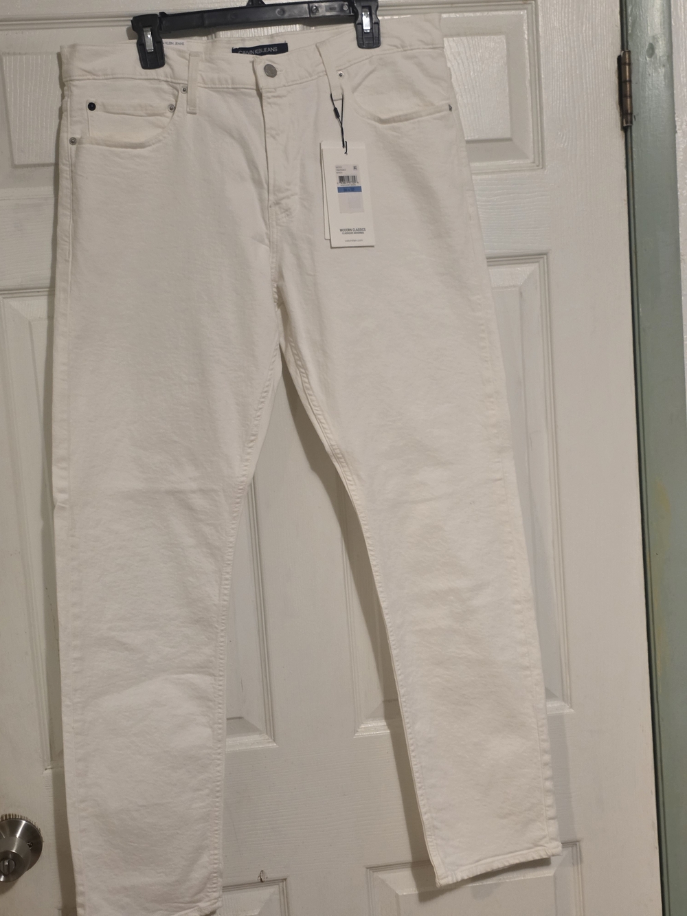 Calvin Klein Jeans Slim Straight White Denim Ckj026 Size 36/32